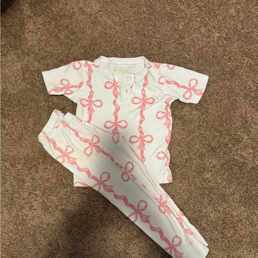 The Beaufort Bonnet Company White and Pink Pajama Sets with Flamingo Print